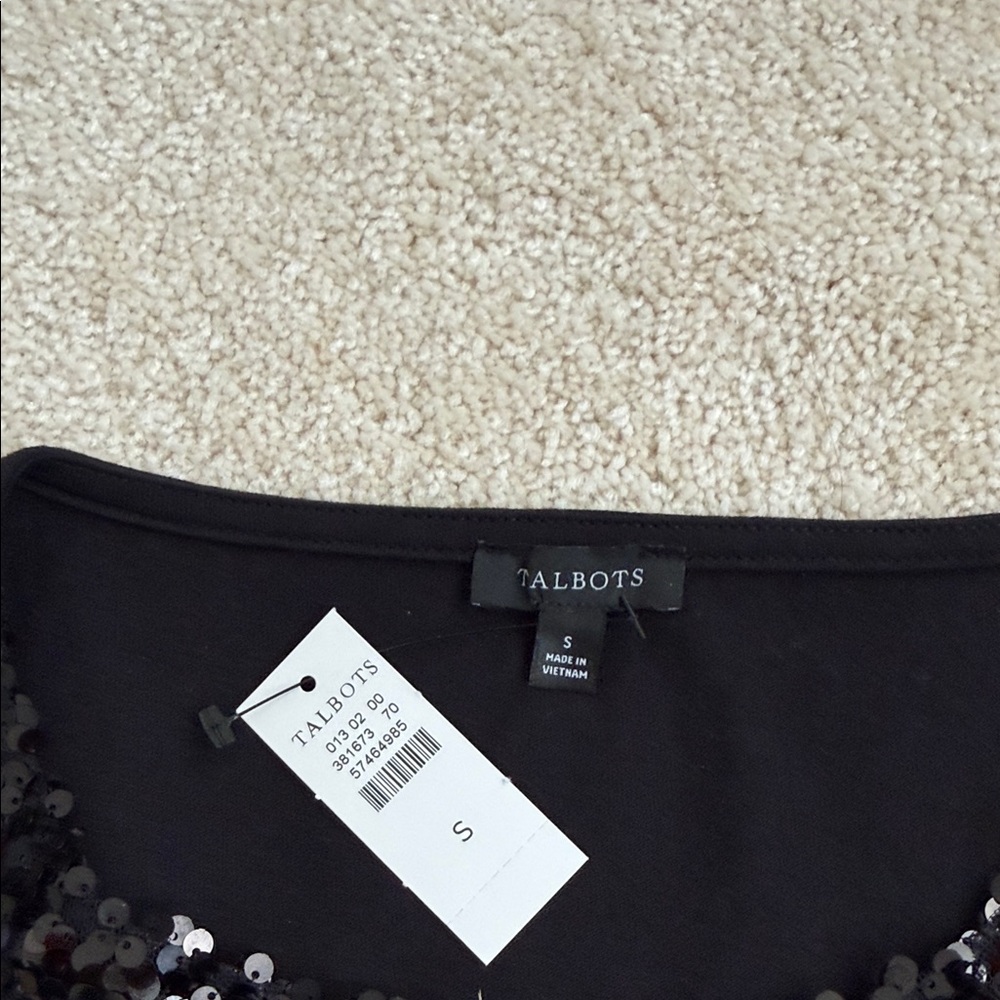 Talbots Black Sequin Embellished Top - Picture 2 of 4